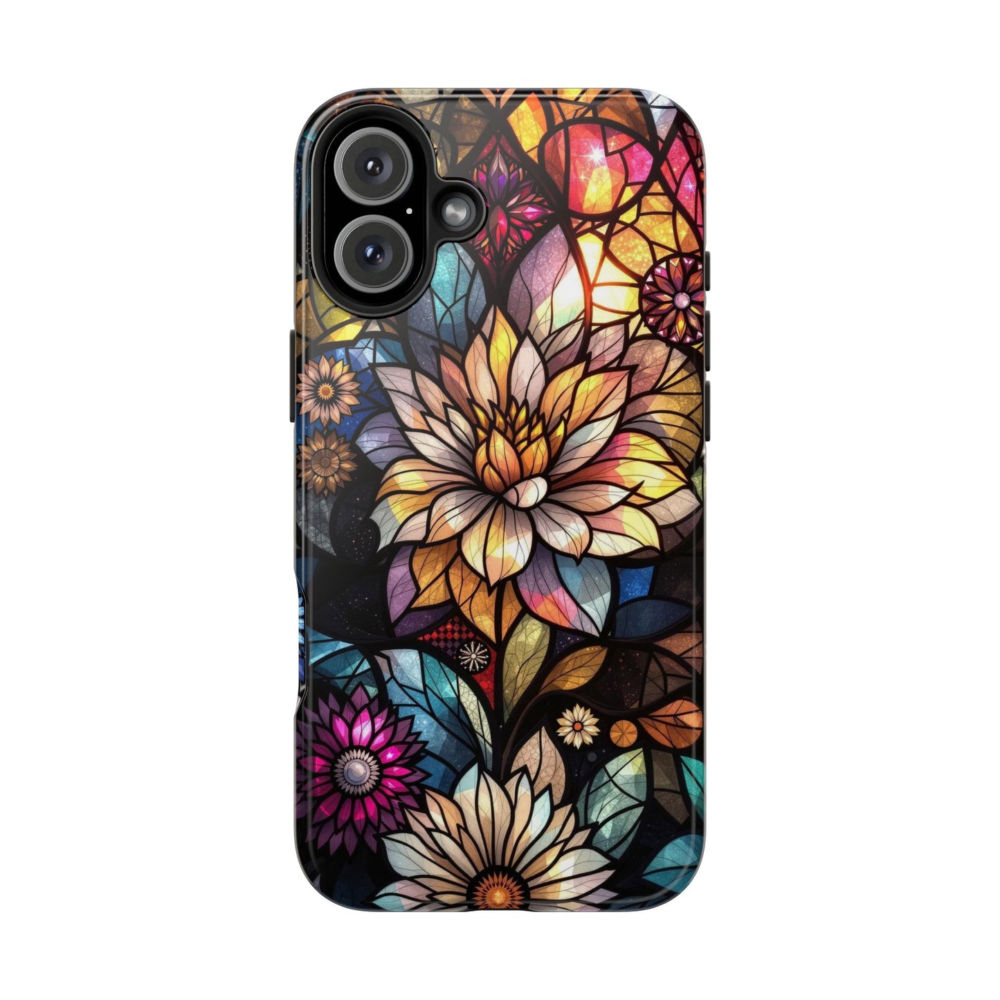 Coque de téléphone - Motif fleurs en vitrail