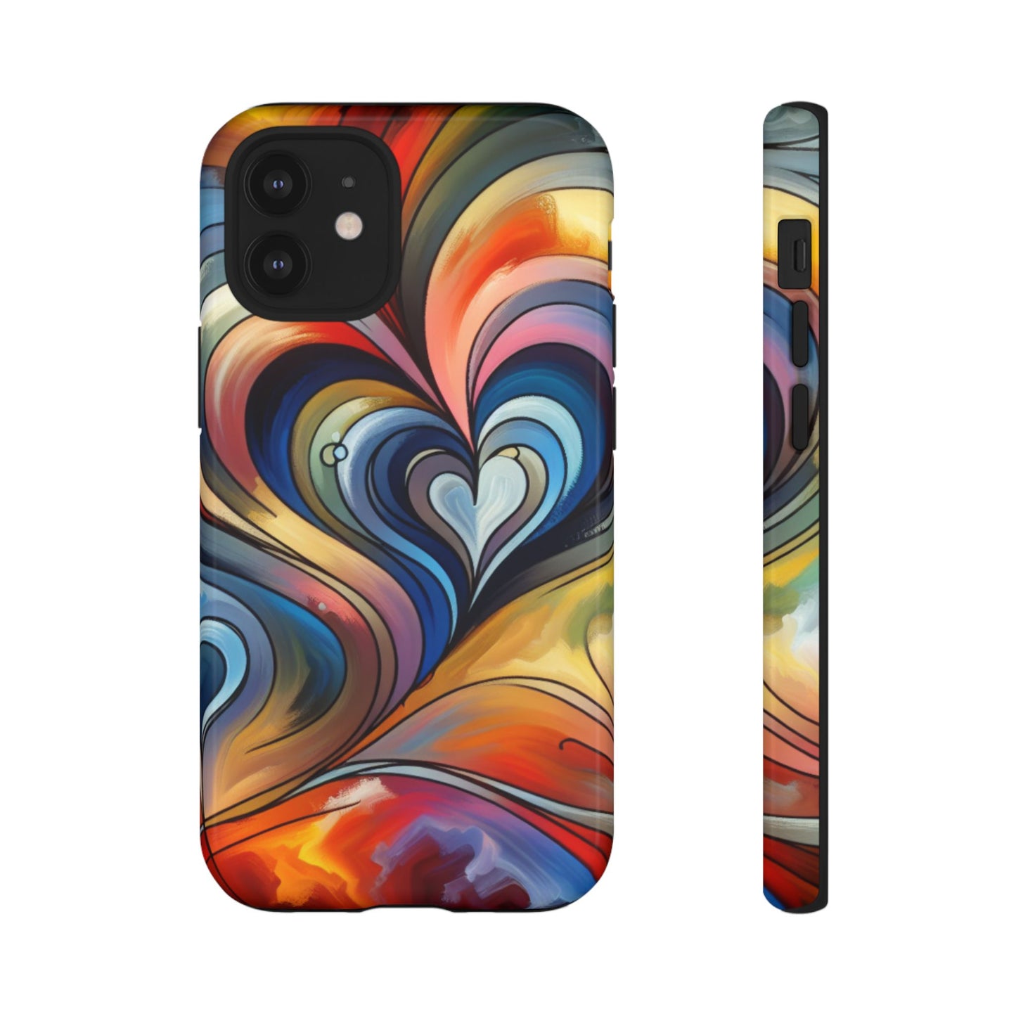 Colorful hard case with heart patterns