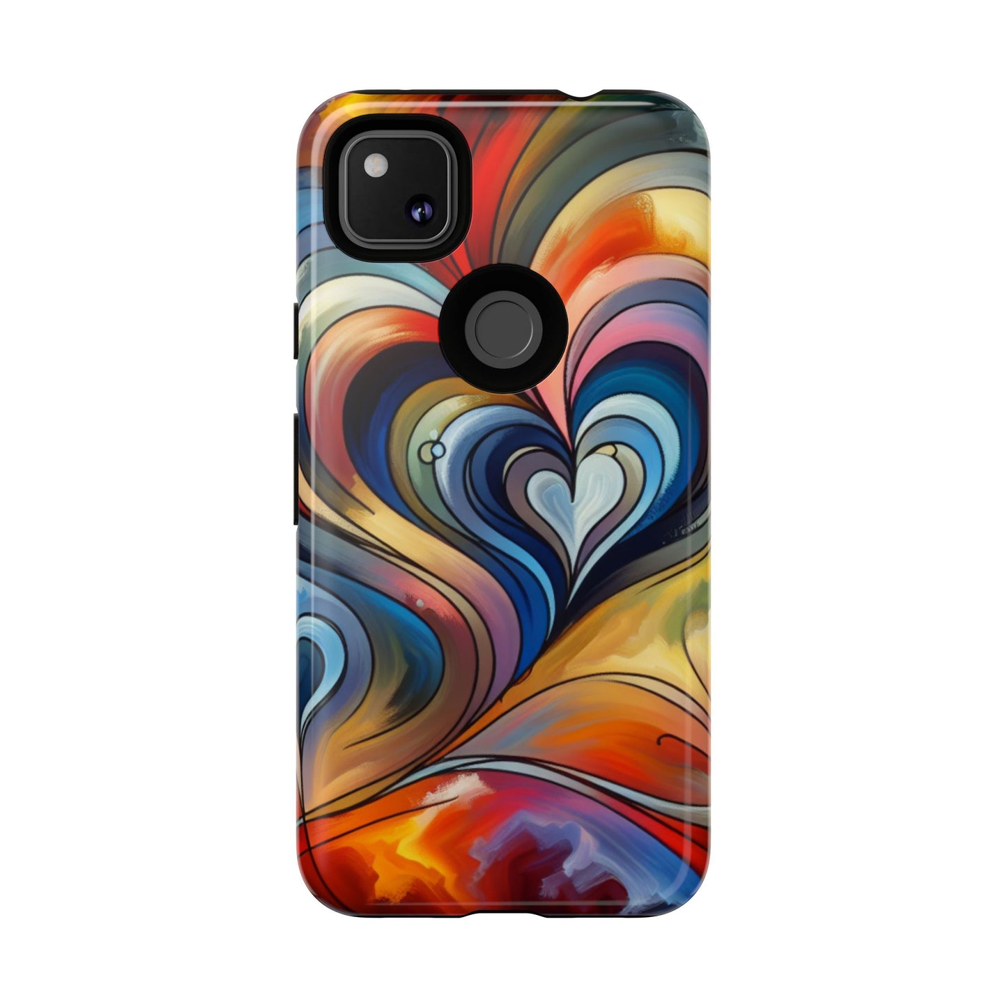 Colorful hard case with heart patterns