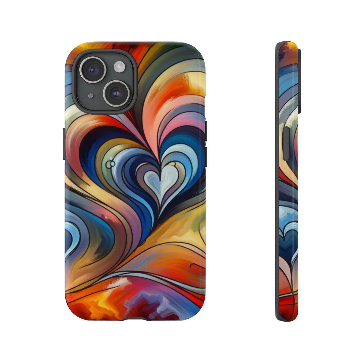 Colorful hard case with heart patterns