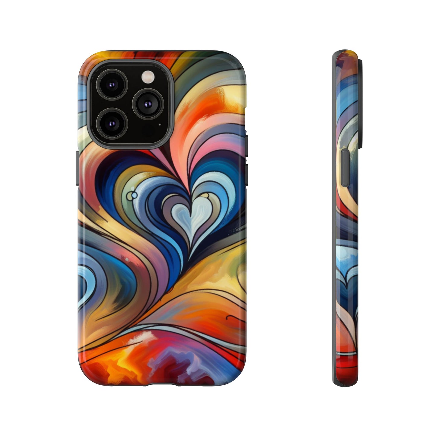 Colorful hard case with heart patterns