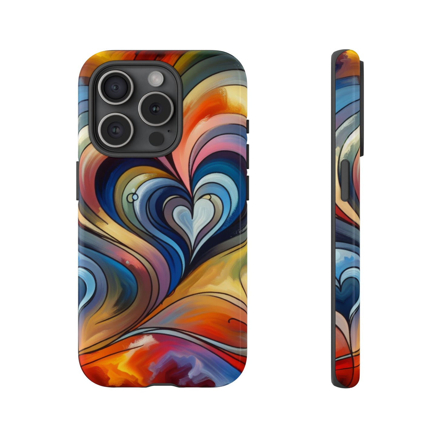 Colorful hard case with heart patterns