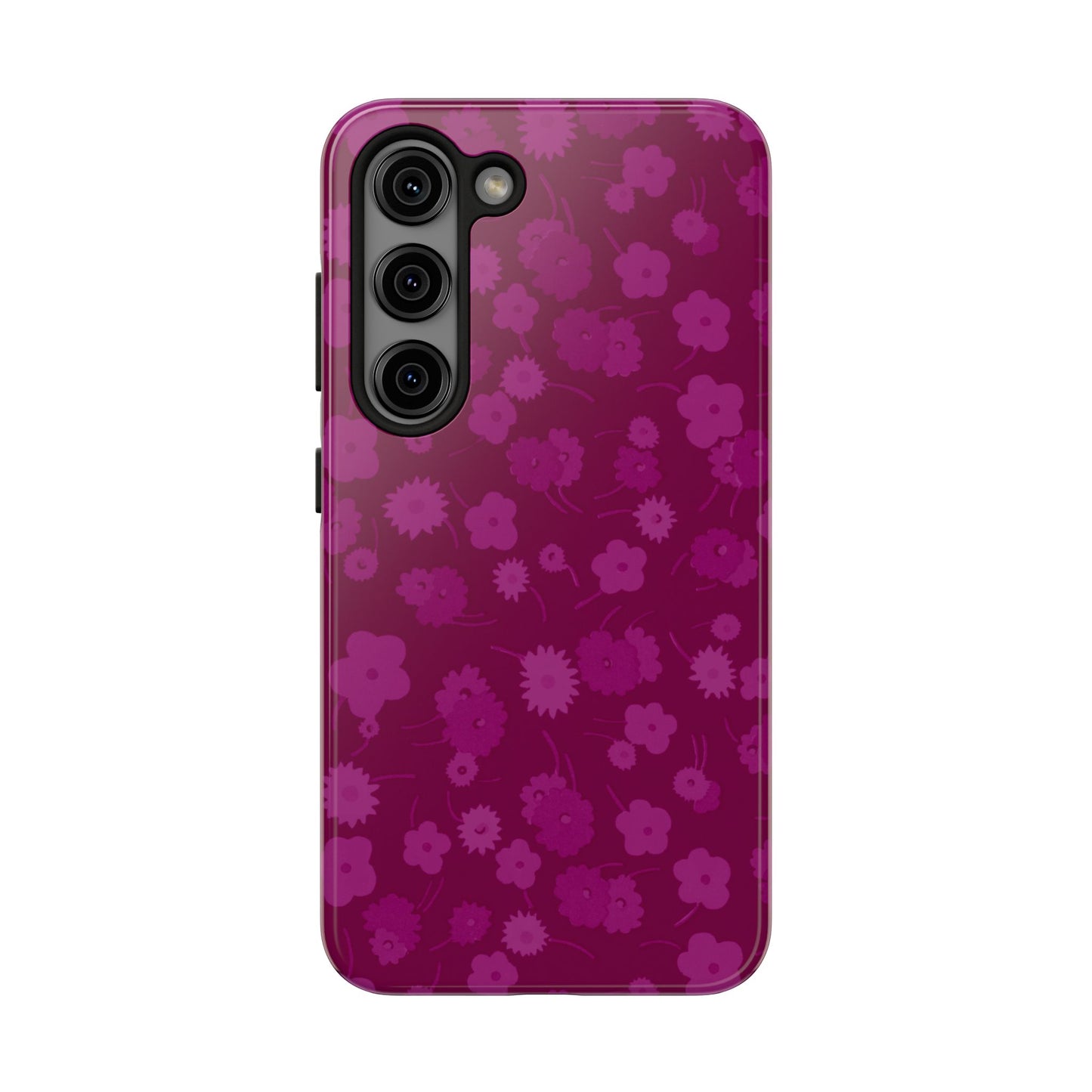 Coque de téléphone - Motif floral couleur framboise