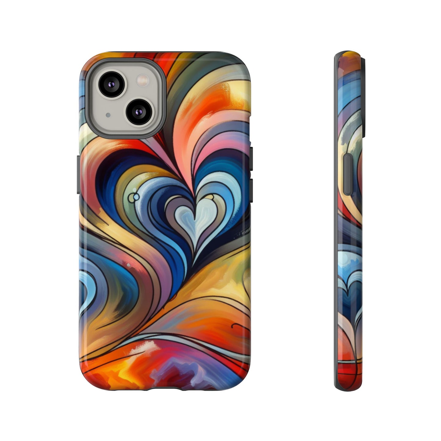 Colorful hard case with heart patterns