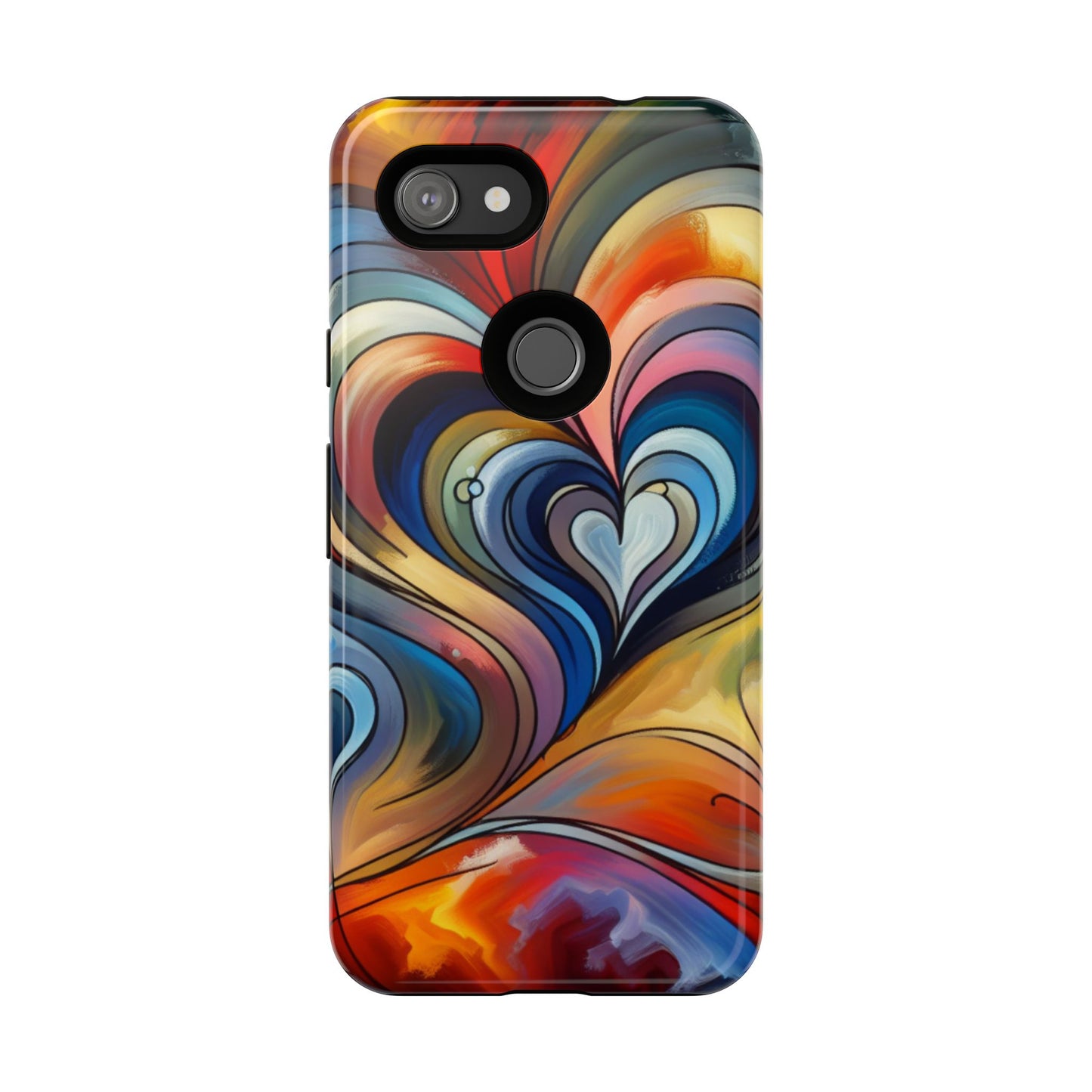 Colorful hard case with heart patterns