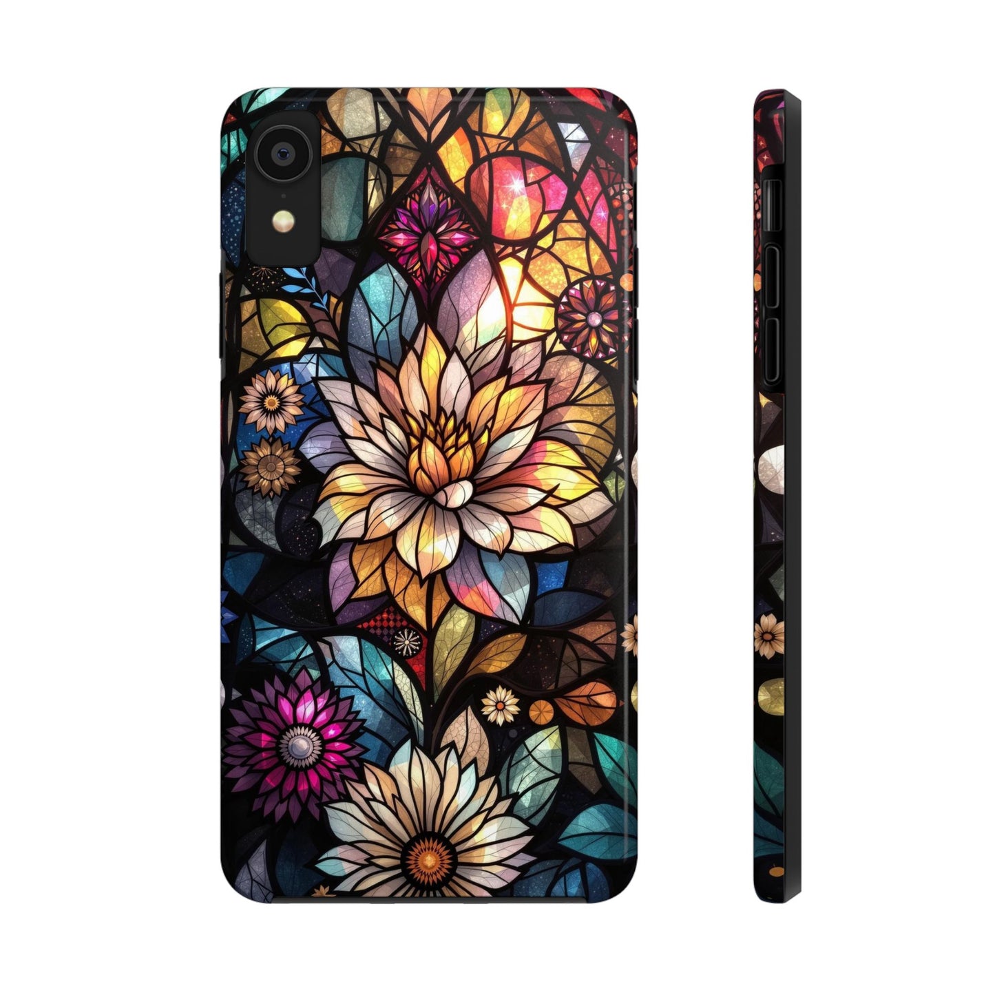 Coque de téléphone - Motif fleurs en vitrail