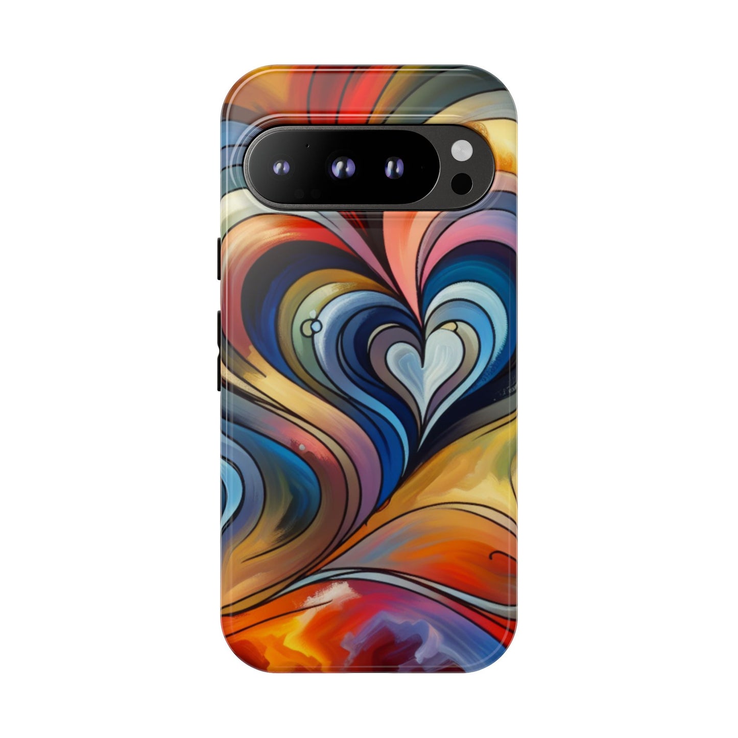 Colorful hard case with heart patterns