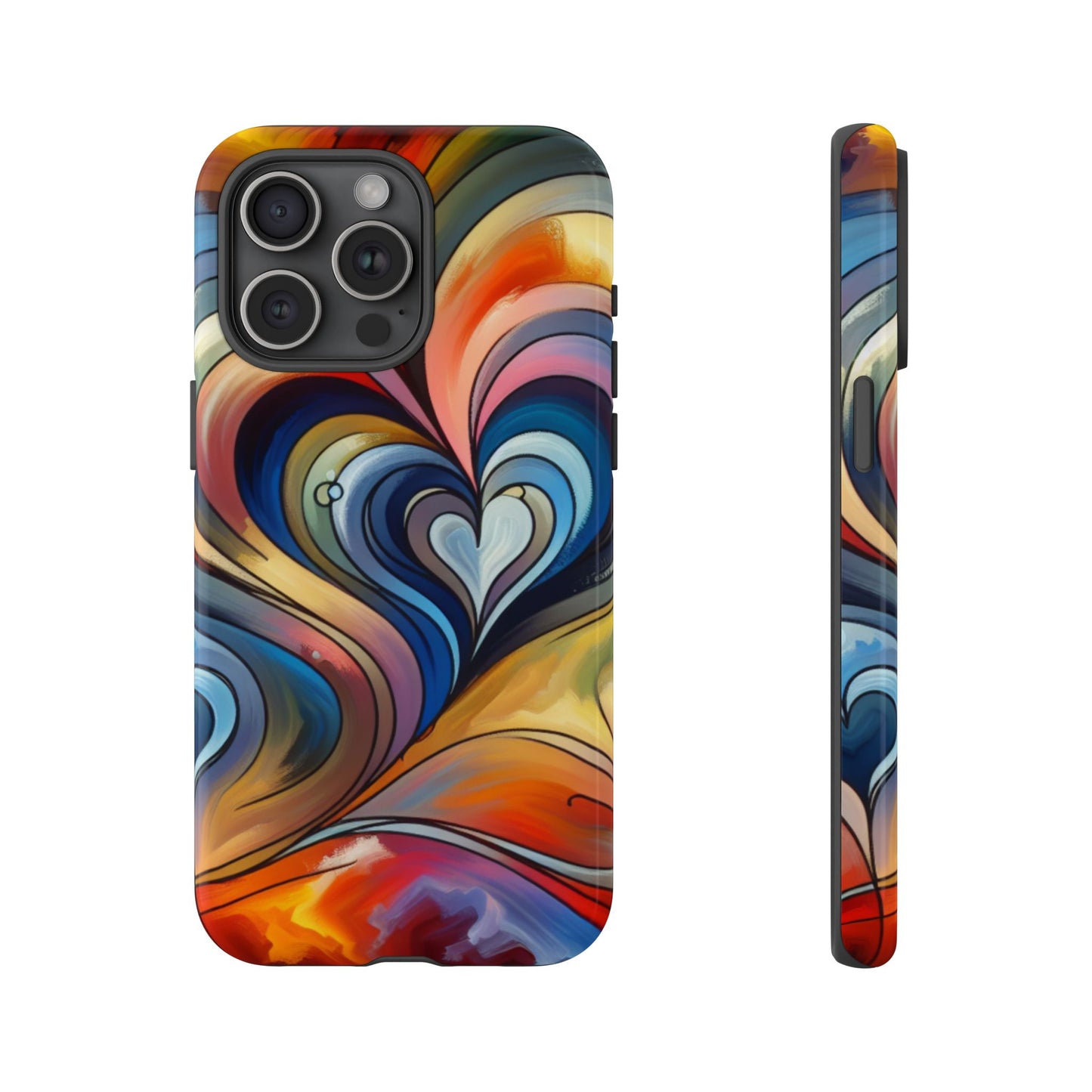 Colorful hard case with heart patterns