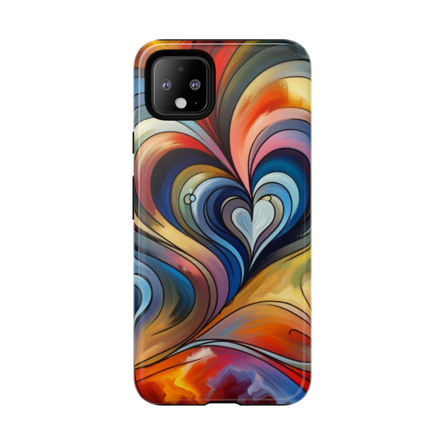 Colorful hard case with heart patterns