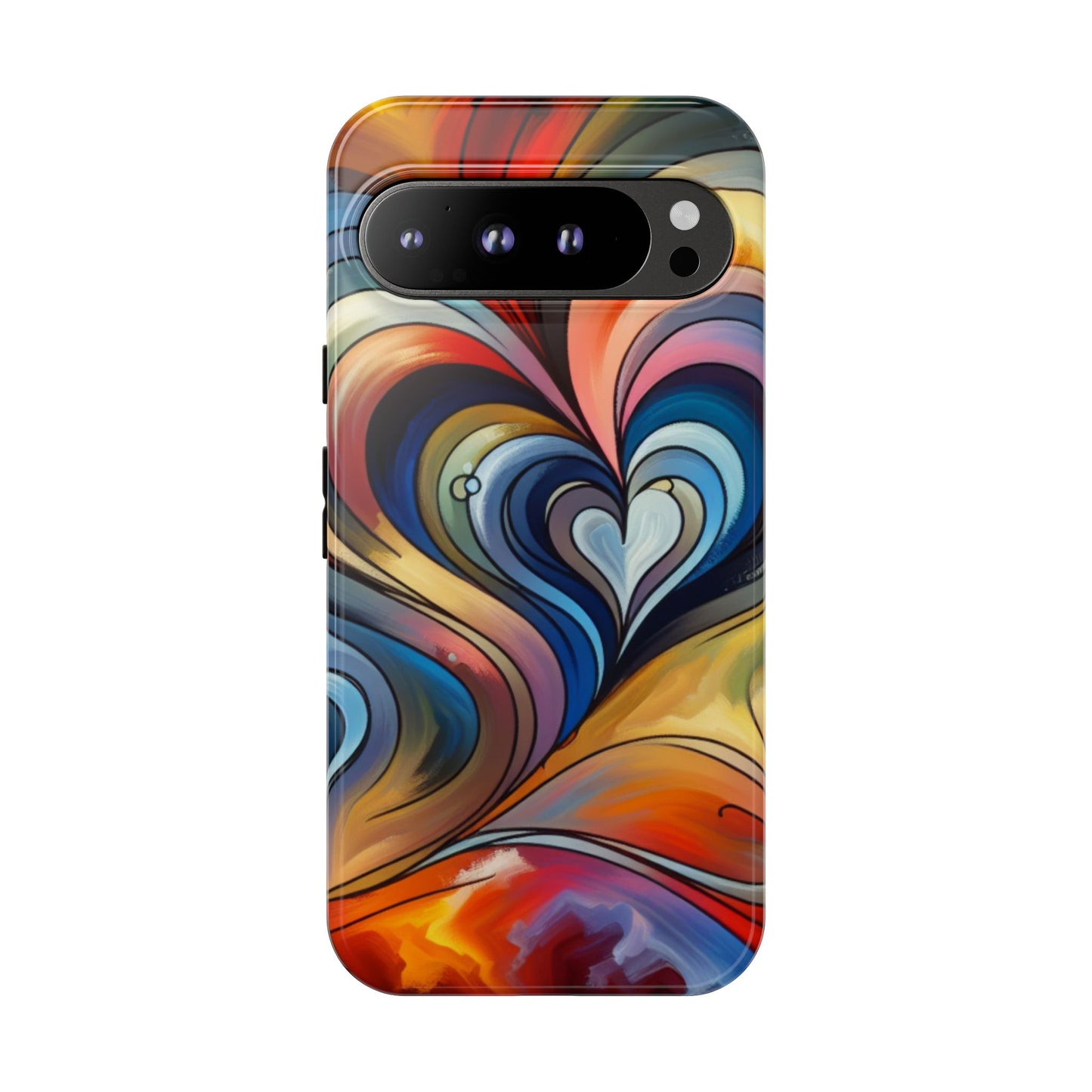 Colorful hard case with heart patterns