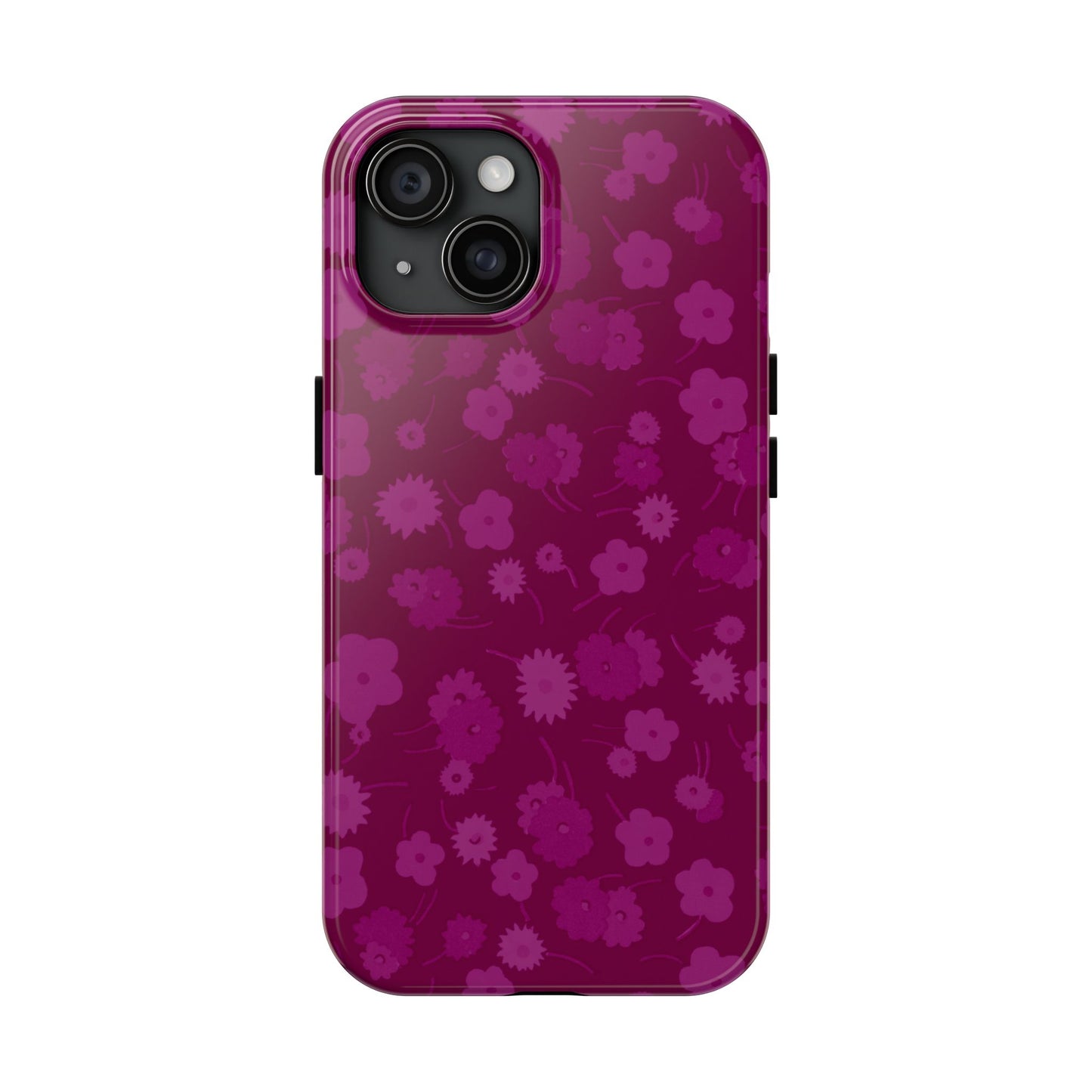 Coque de téléphone - Motif floral couleur framboise