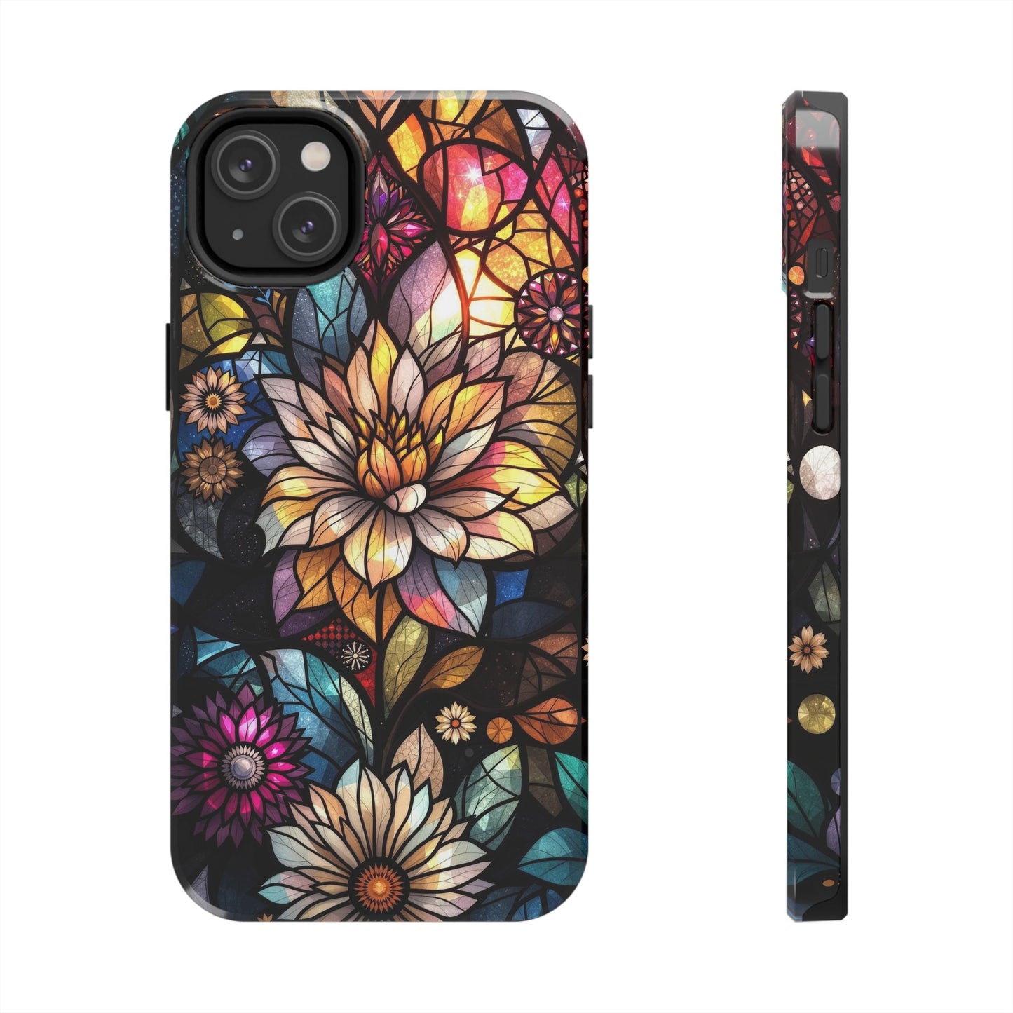 Coque de téléphone - Motif fleurs en vitrail