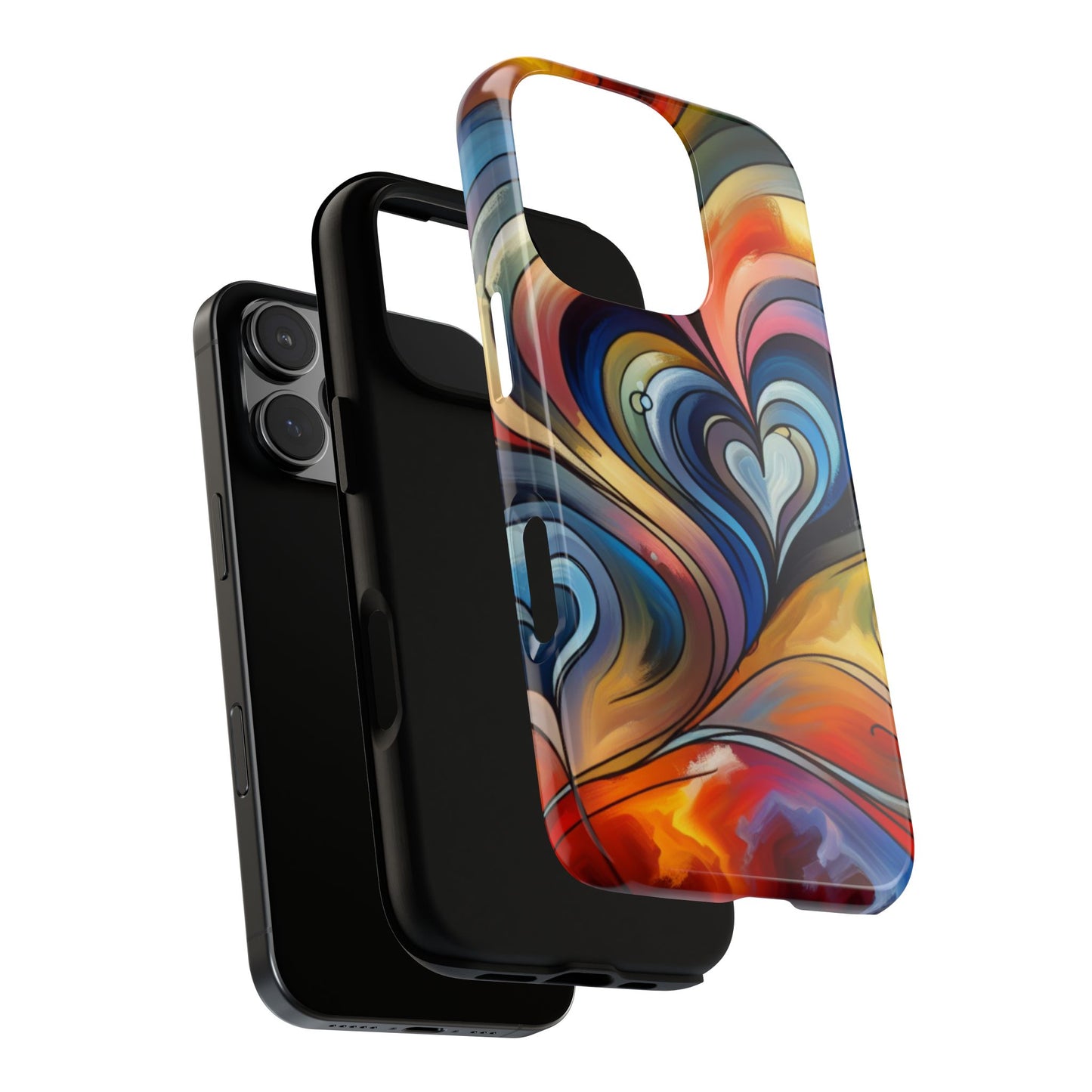 Colorful hard case with heart patterns