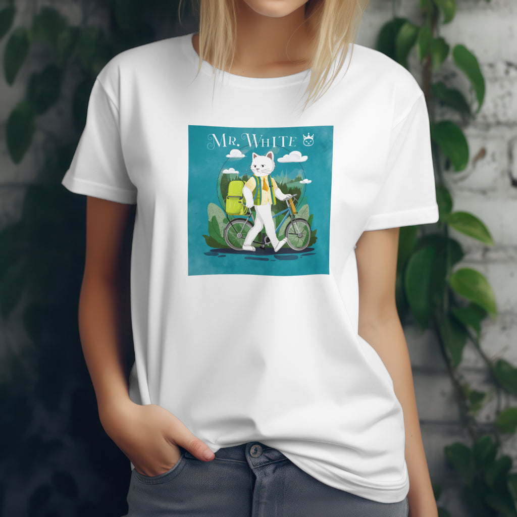 T-shirt - White cat